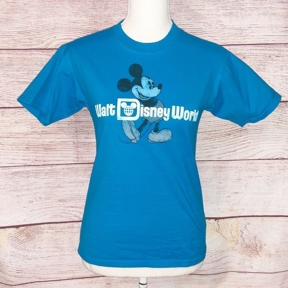Disney Walt Disney World Mickey Mouse Blue Unisex Tshirt Size M - Picture 1 of 8